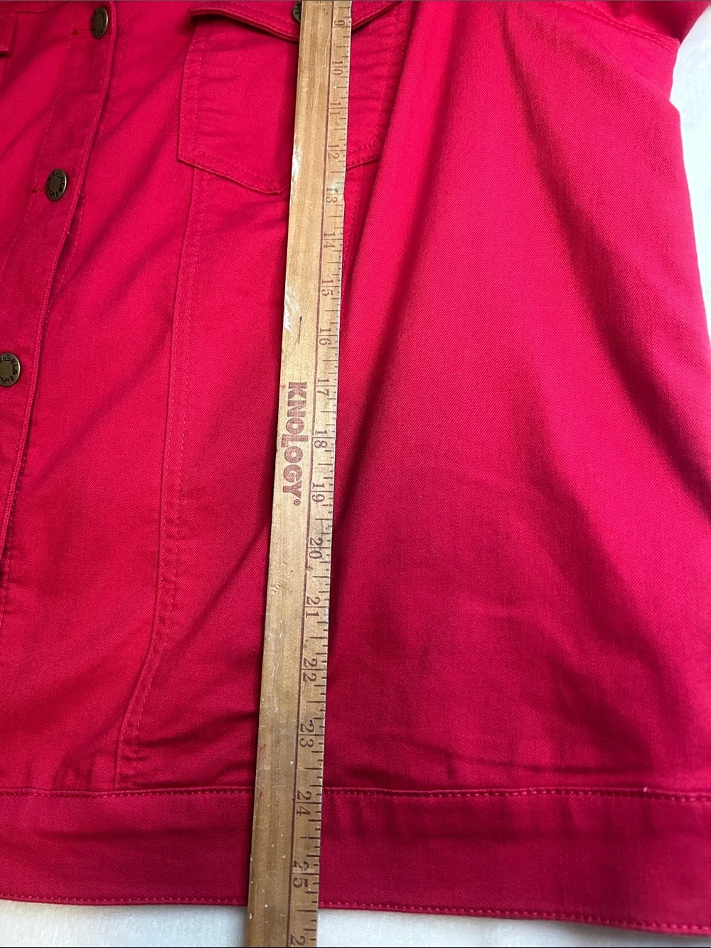 Belle Kim Gravel Red Short-Sleeve Denim Jean Jacket Women 2X - Picture 9 of 12